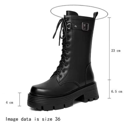AIYUQI Women's Winter Shoes 2025 New Genuine Leather Women's Biker Boots Large Size 41 42 43 Warm Platform Women's Snow Boots