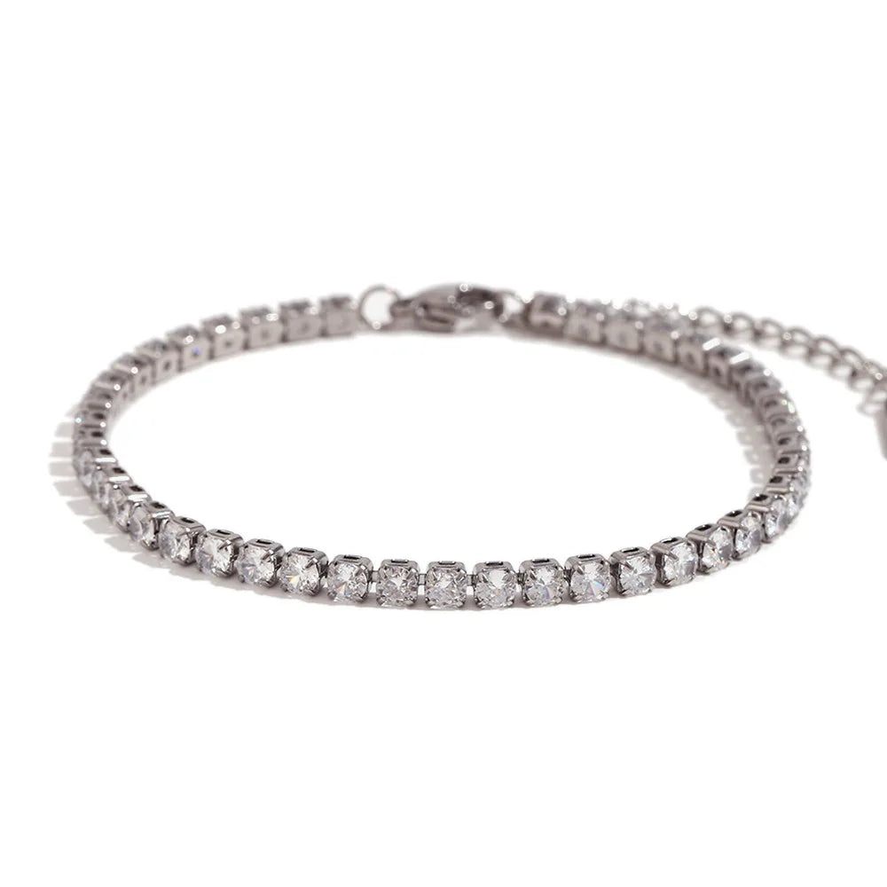 Damen-Tennisarmband mit Kristall-Strass aus Edelstahl