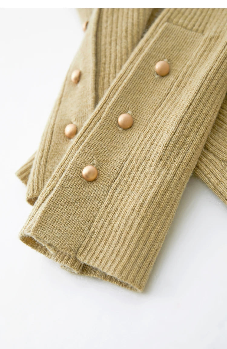 Damen-Strickjacke Rollkragen Knopfleiste Slim halboffene Front Herbst