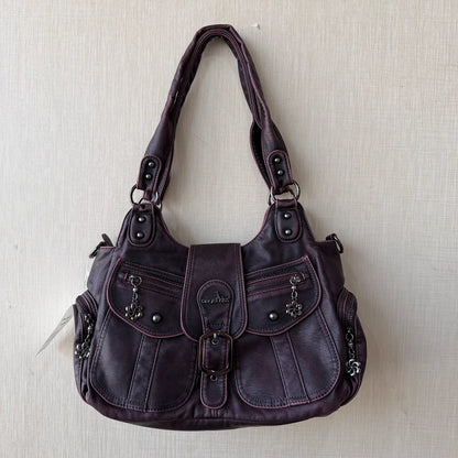 Damen-Handtasche aus PU-Kunstleder mit Top-Handle, Reißverschluss und Mehrfachfächern
