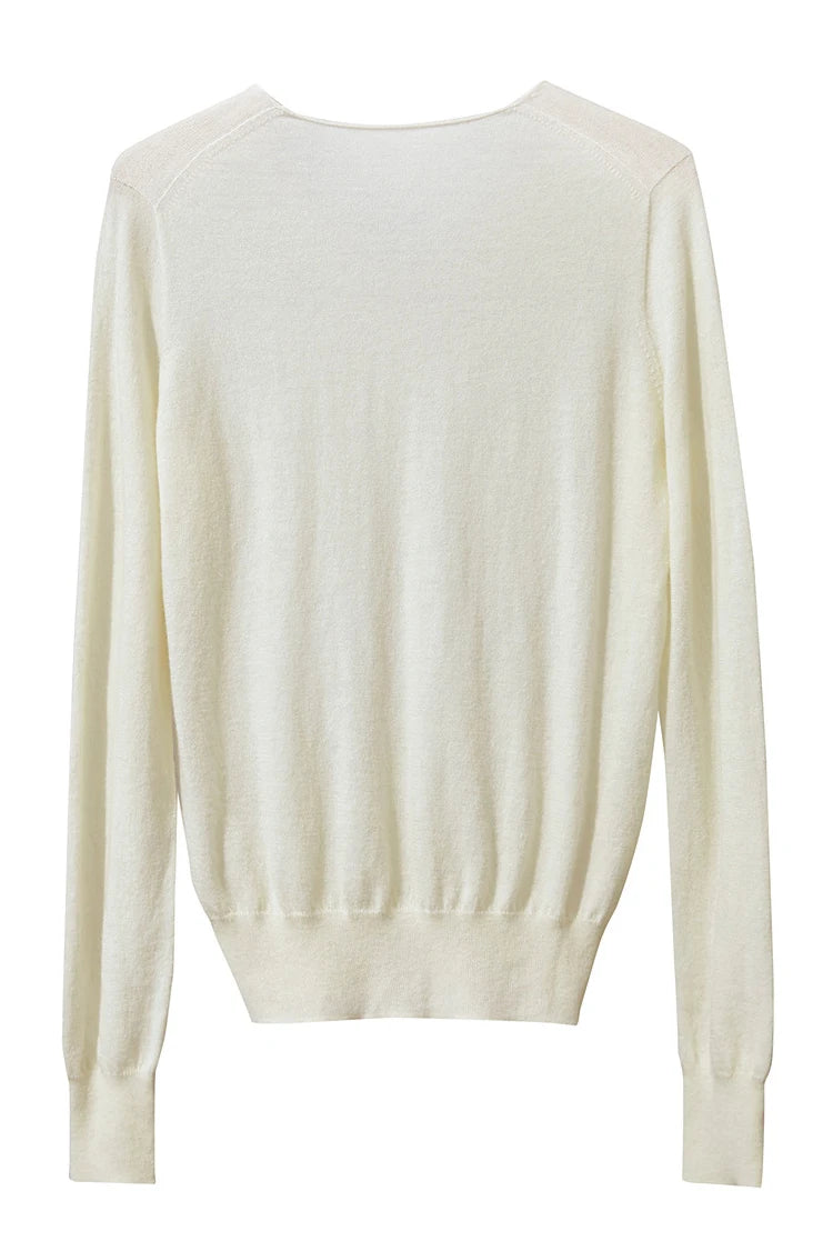 Damen V-Ausschnitt Pullover 100 % Wolle vielseitig Langarm Herbst