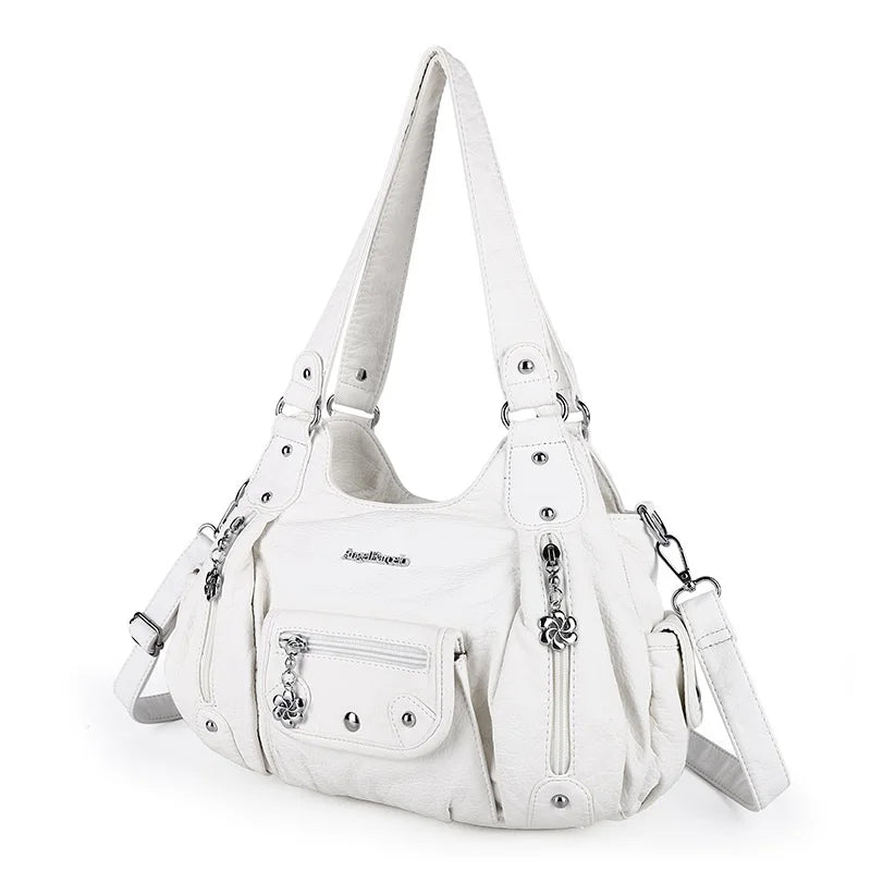 Damen-Schultertasche aus PU-Leder mit Reißverschluss und Mehrfachfächern Kompakter Alltagsbegleiter
