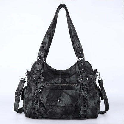 Damen-Schultertasche Mit Großem Stauraum Und Reißverschluss Innenfach Aus Polyester