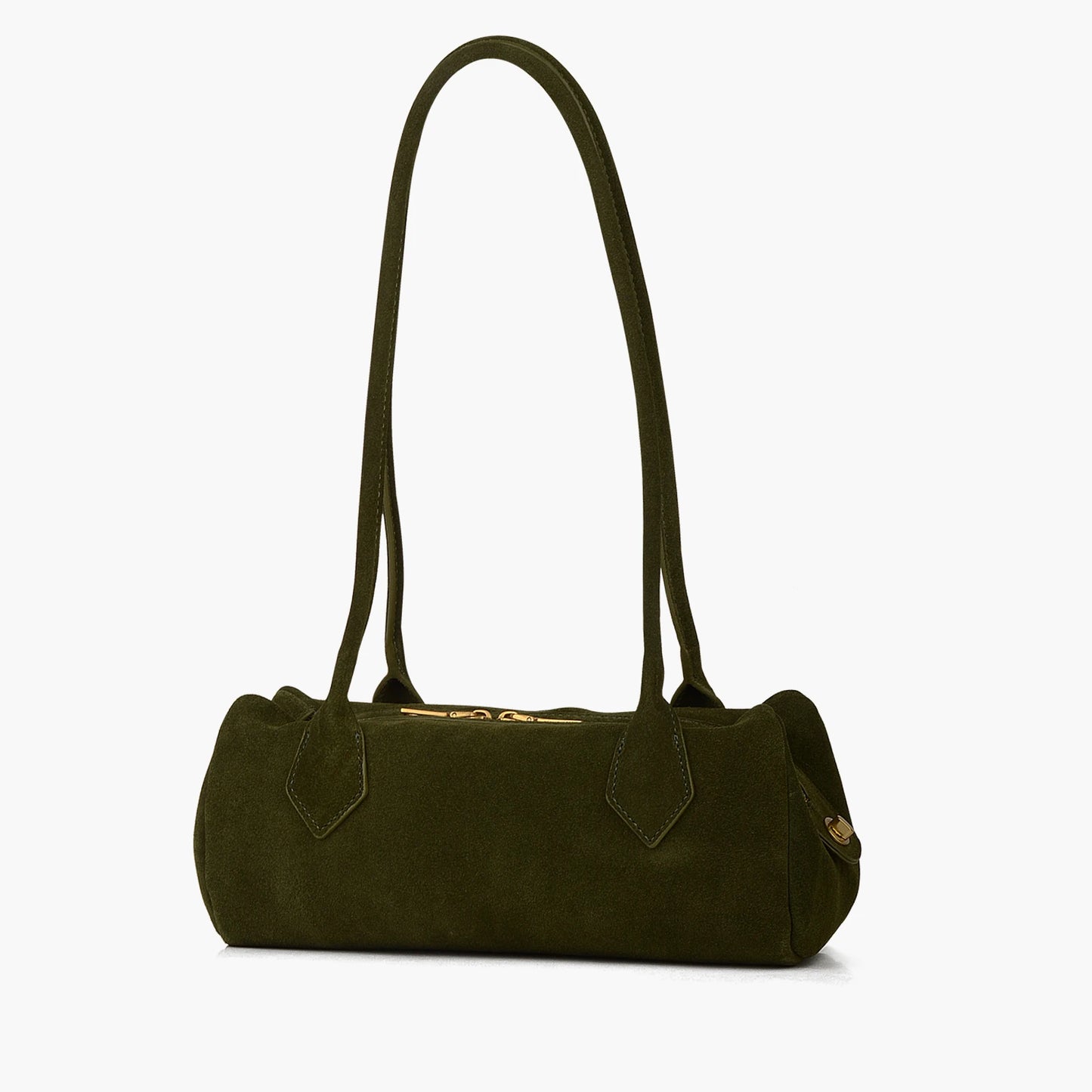 Damen Wildleder-Umhängetasche Baguette-Form | Reißverschluss