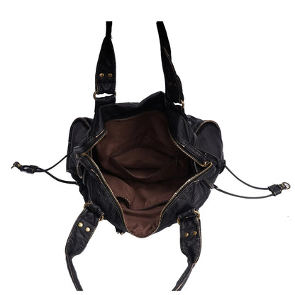 Damen-Handtasche aus PU-Leder Weinrot Großes Fassungsvermögen Schultertasche Boston-Stil