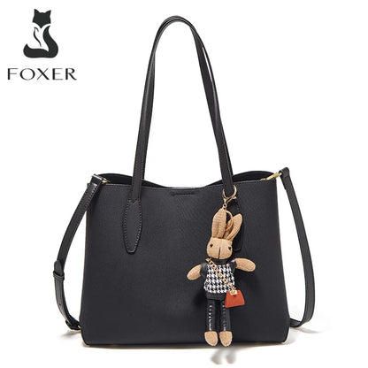 Damen Handtasche aus Split-Leder mit großer Kapazität