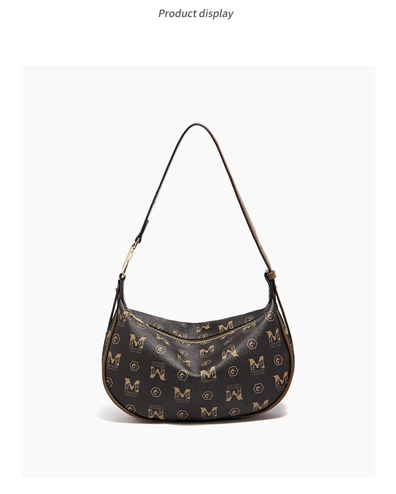 Damen Schultertasche aus PVC-Leder im Retro-Hobo-Stil mit großem Fassungsvermögen