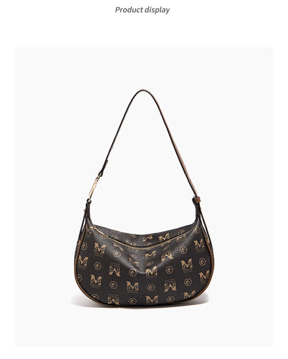 Damen Schultertasche aus PVC-Leder im Retro-Hobo-Stil mit großem Fassungsvermögen