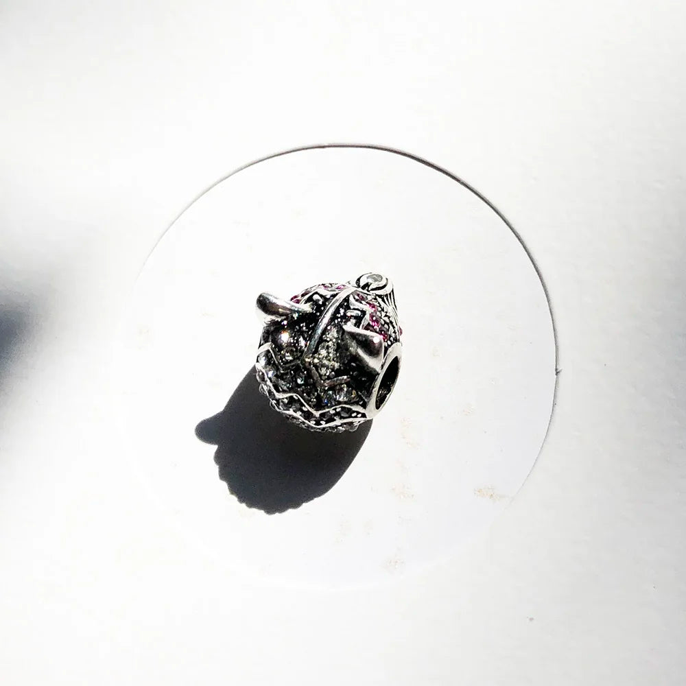 Damen-Charm-Anhänger Fuchs Karma Perlen Vintage aus Sterlingsilber