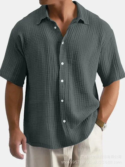 Herren-Sport- und Freizeitshirt aus Baumwoll-Leinen mit Trägern, Brusttasche und Kapuze – Langarm und einfarbig im trendigen Design