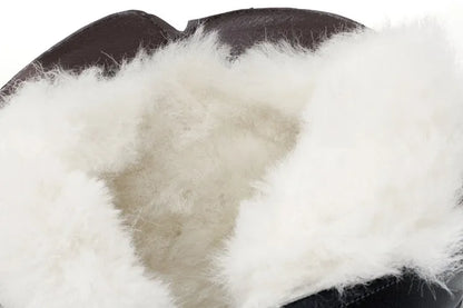 Frauen Stiefeletten aus echtem Leder mit rutschfester Sohle und dicker Wolle