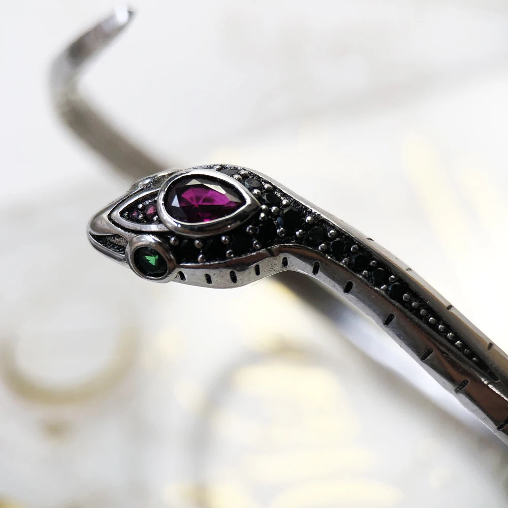 Damen-Armreif Schlange bunt Vintage aus Sterlingsilber
