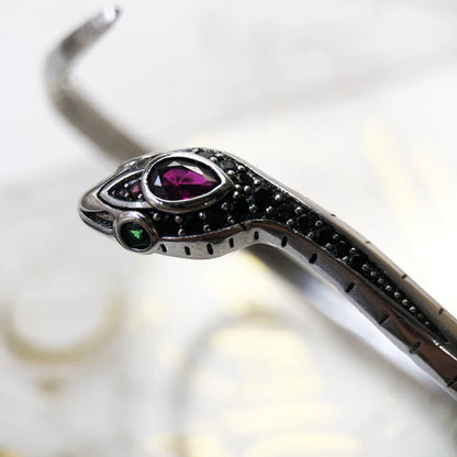 Damen-Armreif Schlange bunt Vintage aus Sterlingsilber