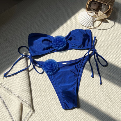 Sexy Push-Up Bikini-Set für Damen – Solides Design für Strand und Pool