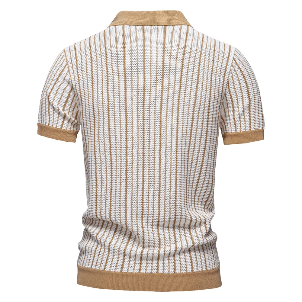 Gestreiftes Herren Meshpoloshirt Atmungsaktiv Bequemer Cooler Sommerlook