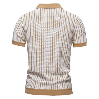 Gestreiftes Herren Meshpoloshirt Atmungsaktiv Bequemer Cooler Sommerlook