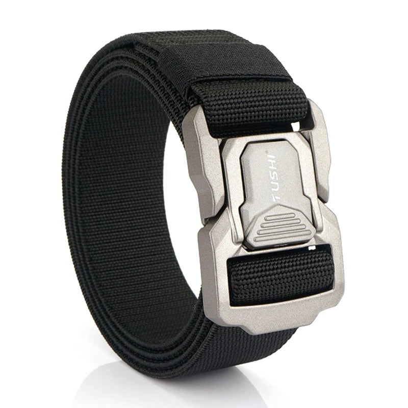 Herren-Elastischer Outdoor-Gürtel aus Aluminiumlegierung mit Schnellverschluss für Trekking