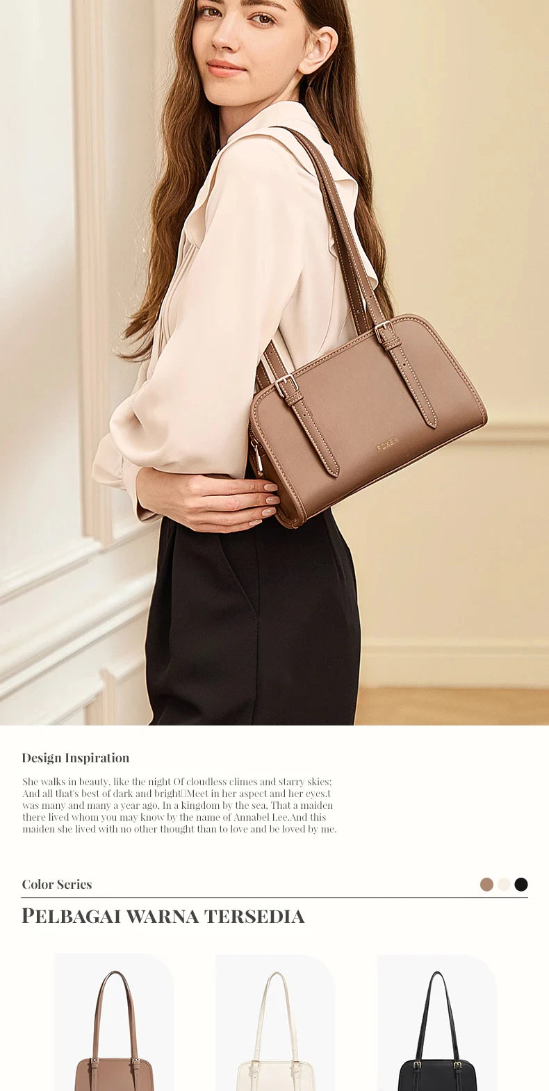 Damen Schultertasche aus PU-Leder im Baguette-Stil Casual