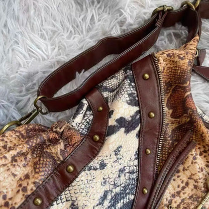 Damen-Schultertasche aus PU Vintage-Look mit Mehrfachfächern und Großem Hauptfach für Alltagsbedarf