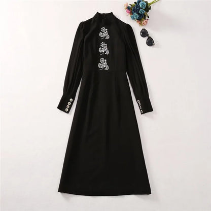 Elegante Damenjacke mit Applikationen, Patchwork und Perlen – Lockerer Schnitt mit Reverskragen und langen Ärmeln