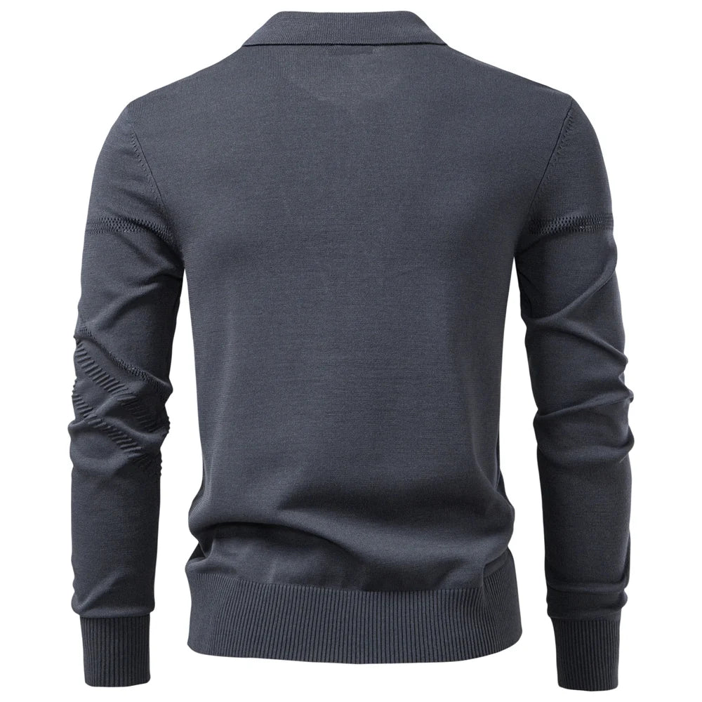 Premium Herren Winterpoloshirt Thermo Warm Elastisch Elegant Casual Top