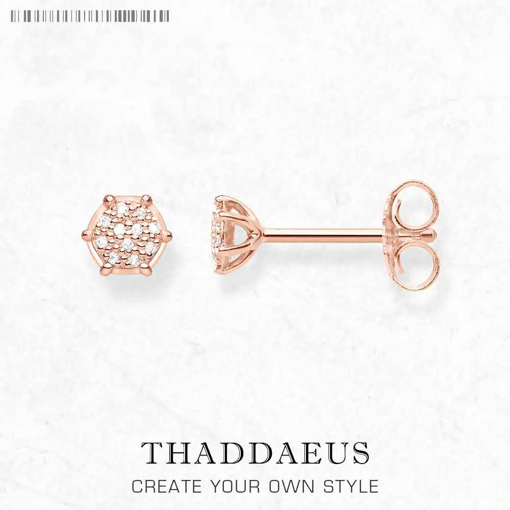 Damen-Ohrstecker Pavé weißer Zirkonia geometrisch aus Sterlingsilber