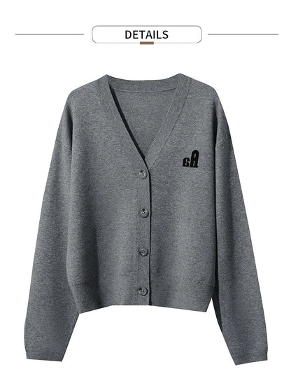 Damen-Strickjacke V-Ausschnitt Raglan einreihig locker vielseitig Herbst