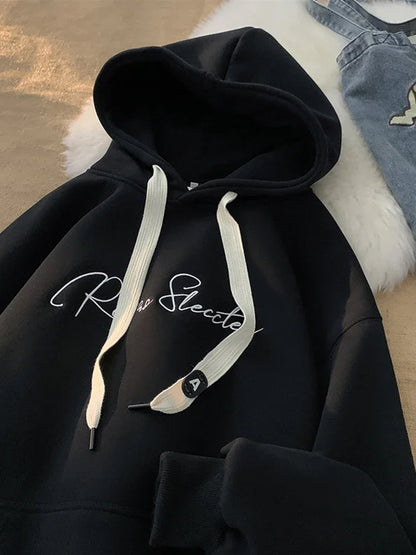 Herren Langarm Kapuzenpullover im Vintage-Goth-Stil mit Druck und Taschen