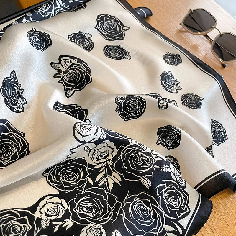 Damen Seidenschal quadratisch 53cm Sommer Strand Halstuch Bandana Hijab B