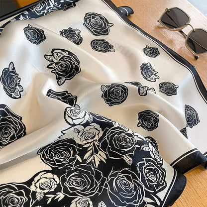 Damen Seidenschal quadratisch 53cm Sommer Strand Halstuch Bandana Hijab B