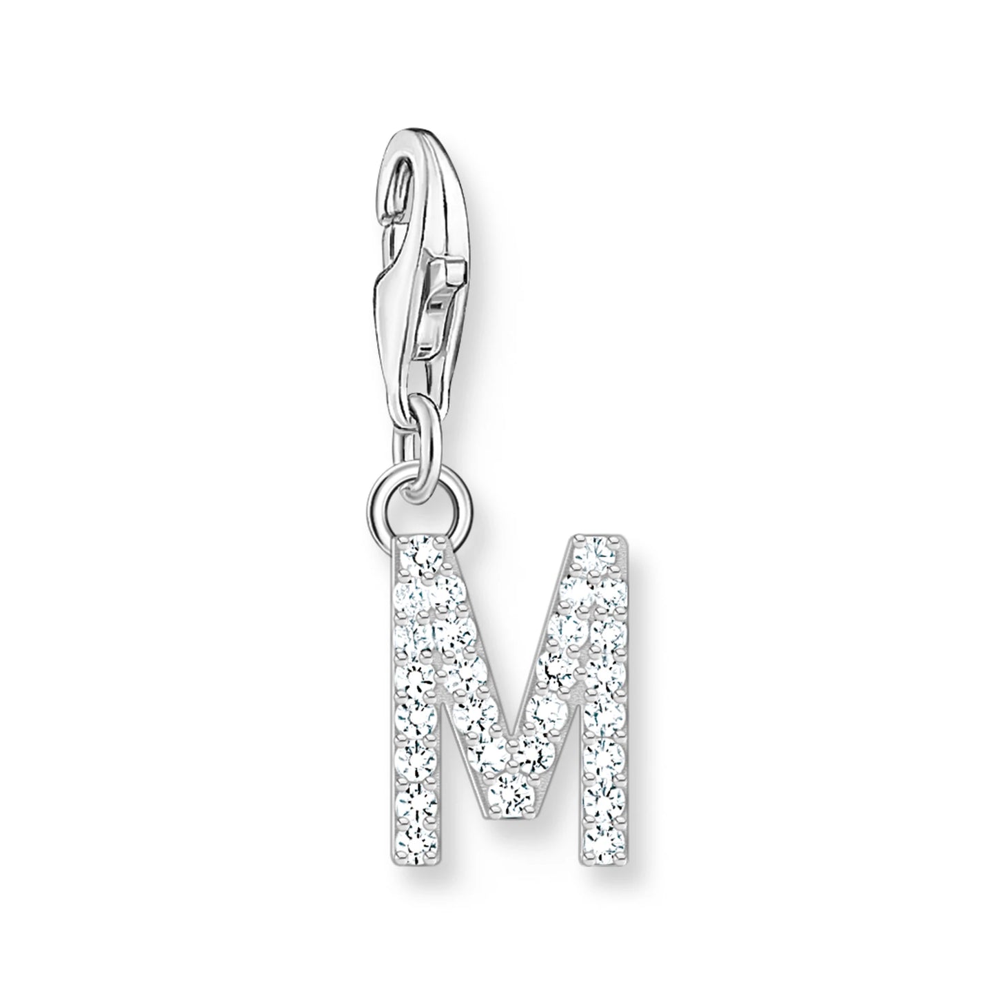 Damen-Charm-Anhänger Buchstaben weißer Stein klassisch aus Sterlingsilber