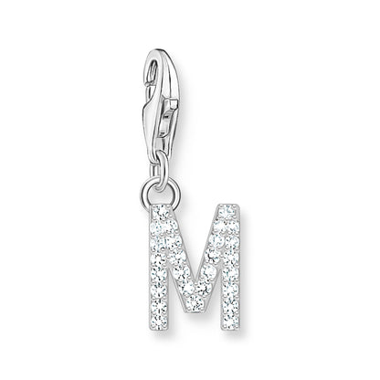 Damen-Charm-Anhänger Buchstaben weißer Stein klassisch aus Sterlingsilber