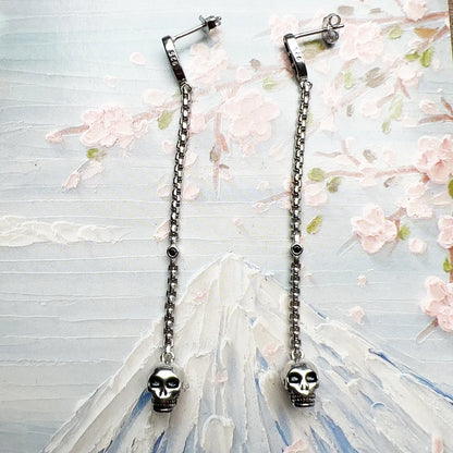 Damen-Tropfenohrringe Totenkopf Vintage aus Sterlingsilber