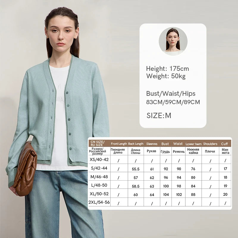 Damen-Strickjacke V-Ausschnitt koreanisch Fake-Zweiteilig Wolle locker Herbst