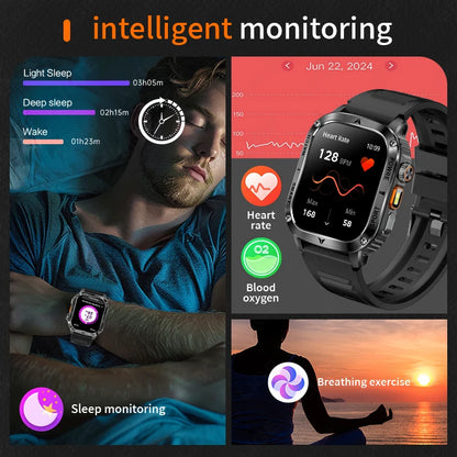 Männer Smartwatch mit 2,01 Zoll HD Bildschirm und Bluetooth-Anruf-Funktion