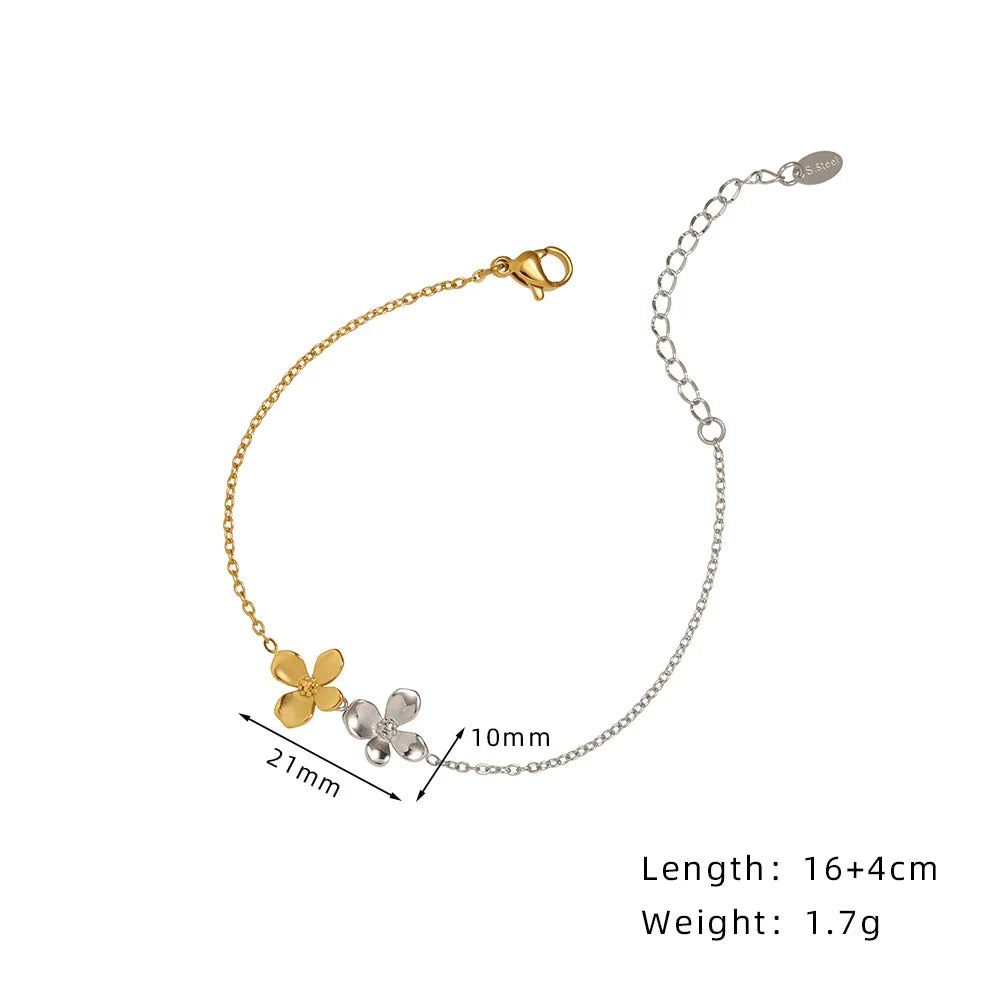 Damen-Kettenarmband mit Blumenanhänger aus Titanstahl
