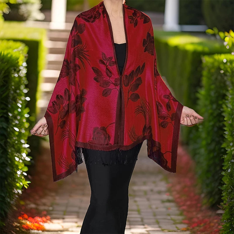 Damen Winterschal Kaschmir Plaid warm Pashmina Bandana Quaste B