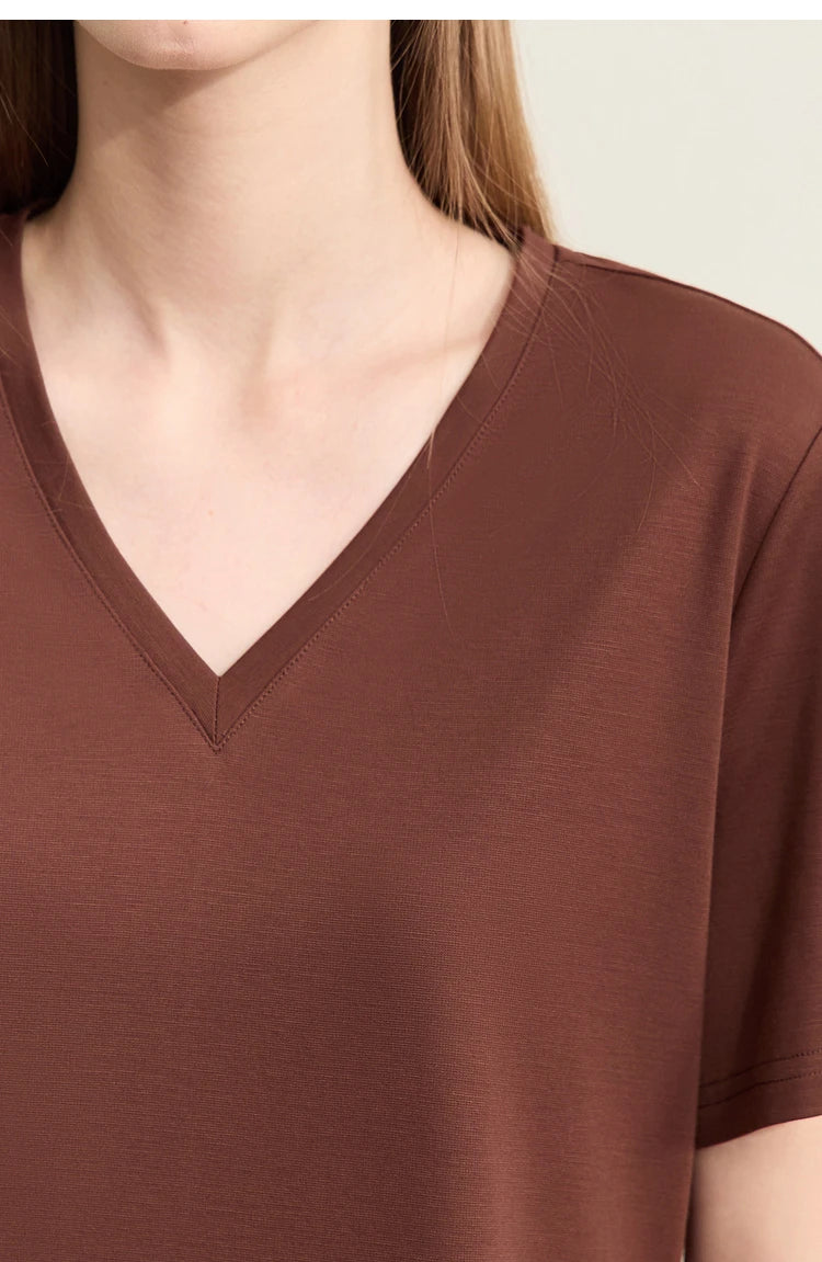 Damen Kurzarm-T-Shirts mit V-Ausschnitt und Sonnenschutz für kühles Gefühl