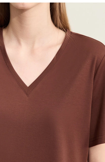 Damen Kurzarm-T-Shirts mit V-Ausschnitt und Sonnenschutz für kühles Gefühl