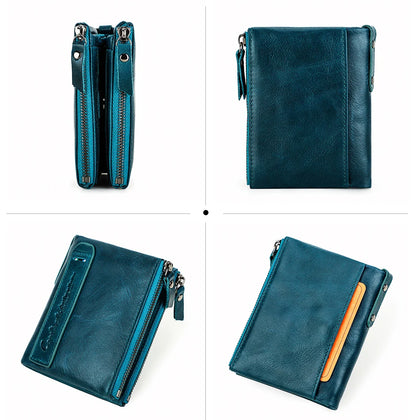 Herren Echtleder Geldbörse Reißverschluss Kartenhalter Luxus Designer Geldclip