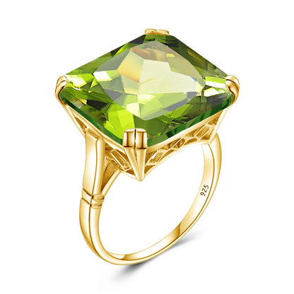 Damen-Ring aus Silber 925 mit Großem Quadratischem Citrin-Stein im Signet-Stil für Hochzeit und Festliche Anlässe