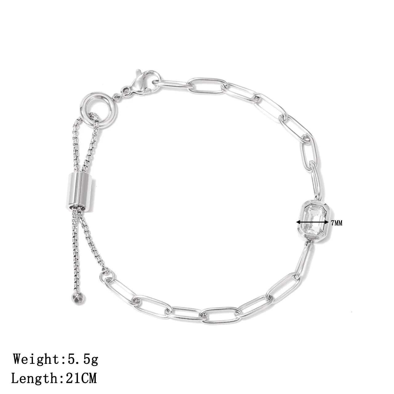 Damen-Kettenarmband mit Zirkonia rechteckig