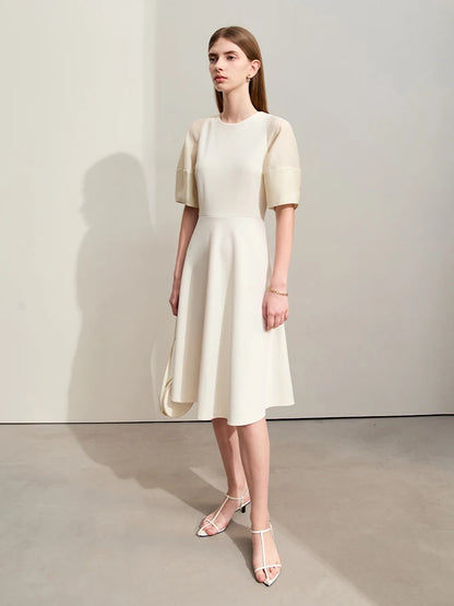 Elegantes Damen Kleid Mit Laternenärmel Und Taillierung
