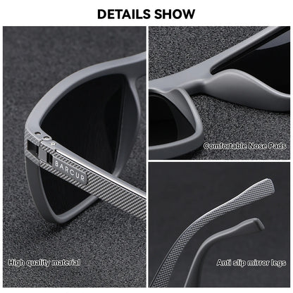 Sonnenbrille Rechteck TR90 polarisiert Spiegel Farbverlauf UV400 Herren