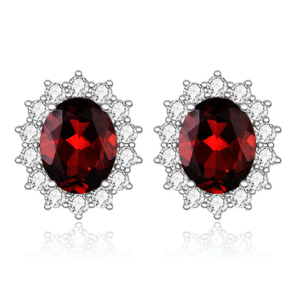 Damen-Ohrstecker Aquamarin Mit Diamanten Aus 925 Sterlingsilber Großes Edelstein-Duo