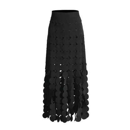 Elegantes Damen-Kleid mit Diamantmuster, Reverskragen und langen Ärmeln – figurbetontes Patchwork-Design mit doppelreihiger Knopfleiste.