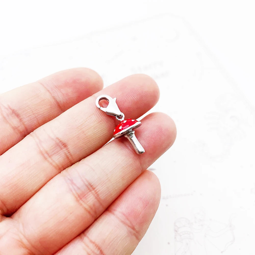 Damen-Charm-Anhänger roter Pilz Glück Frühling aus Sterlingsilber