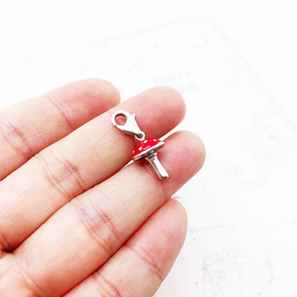 Damen-Charm-Anhänger roter Pilz Glück Frühling aus Sterlingsilber