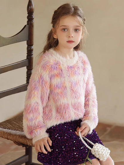 Winterpullover für Mädchen mit langen Ärmeln – ideal für Weihnachtsfeiern, in Weiß und Grün, für Kinder von 110 cm bis 170 cm.