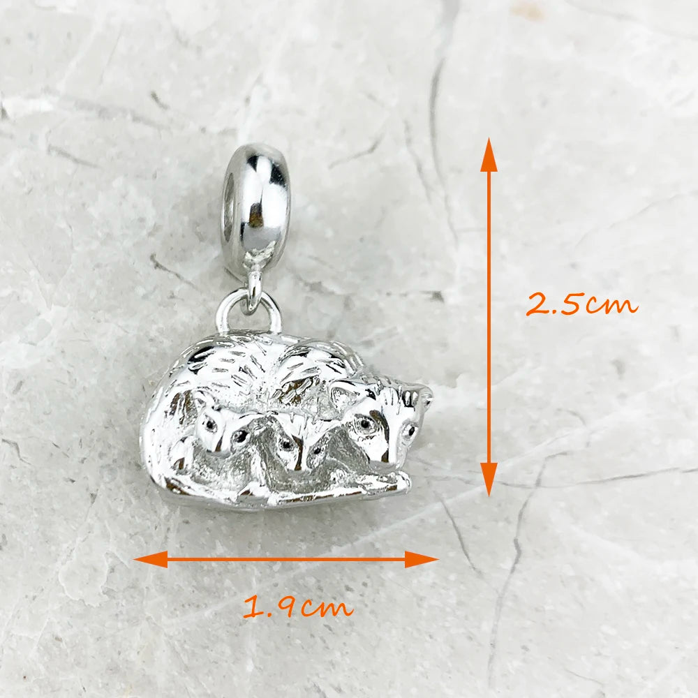 Damen-Charm-Anhänger Katze und Kätzchen süß Mutter aus Sterlingsilber